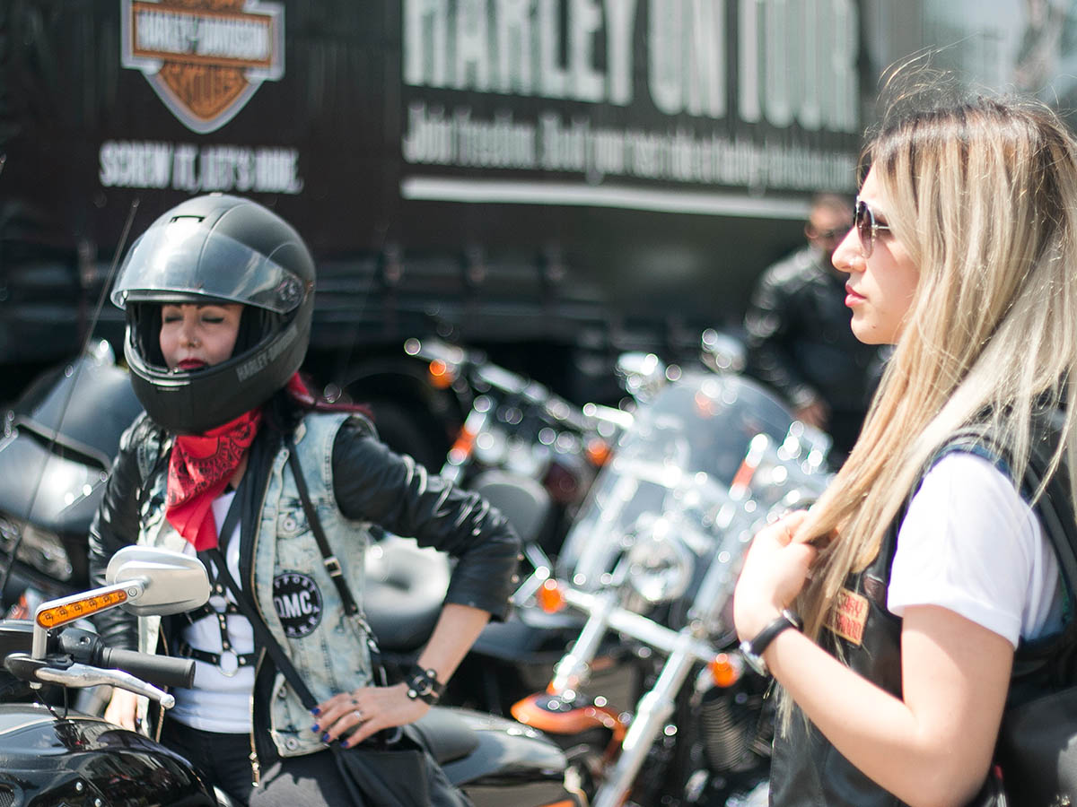 Photo of women bikers in Sturgis, SD.