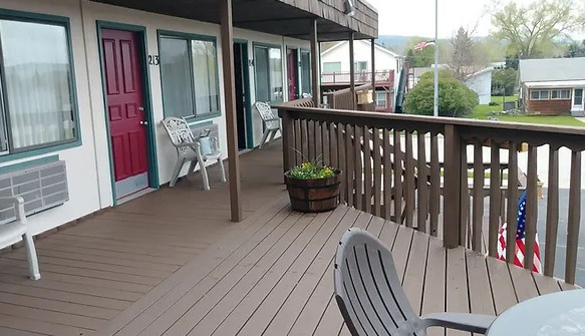 Exterior photo of The Sturgis Motel second floor.